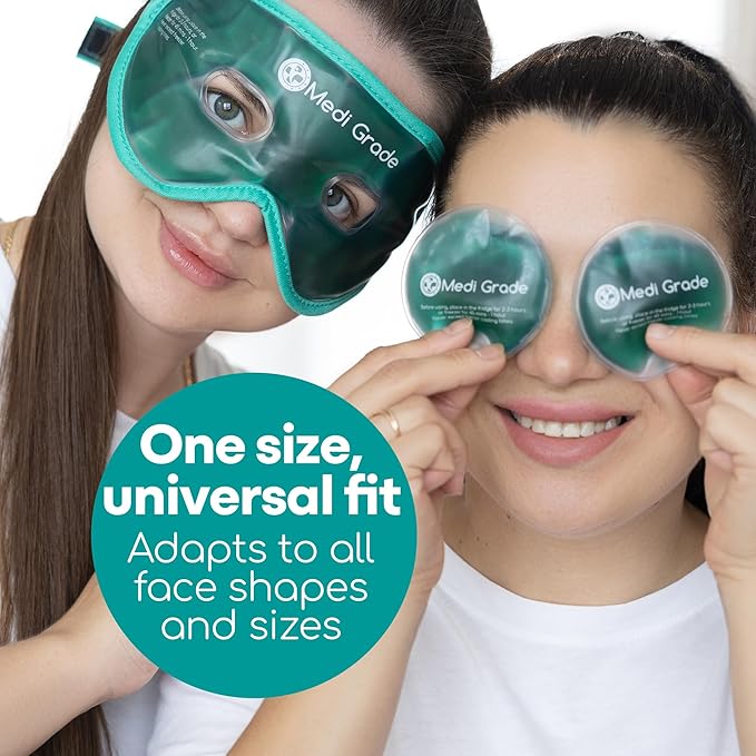 Medi Grade Cooling Ice Face Mask and Cooling Eye Mask for Puffy Eyes & Migraine Relief - Self Care Face Ice Pack with ChillGel Face Ice Mask Technology - Cooling Face Mask, Eye Pads and Bag-VivaGrace Women