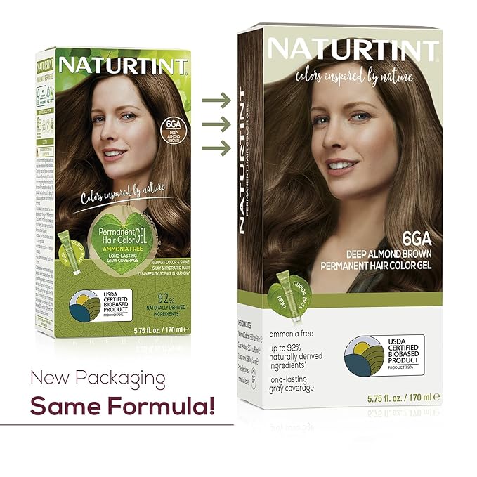 Naturtint 6GA Deep Almond Brown Permanent Hair Color (Pack of 1), Ammonia Free, Vegan, Cruelty Free, up to 100% Gray Coverage, Long Lasting Results (Packaging may vary)-VivaGrace Women