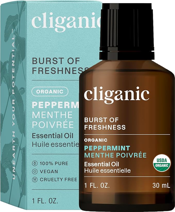 Cliganic Organic Peppermint Essential Oil, 1oz - 100% Pure Natural Undiluted, for Aromatherapy | Non-GMO Verified (Packaging May Vary)-VivaGrace Women