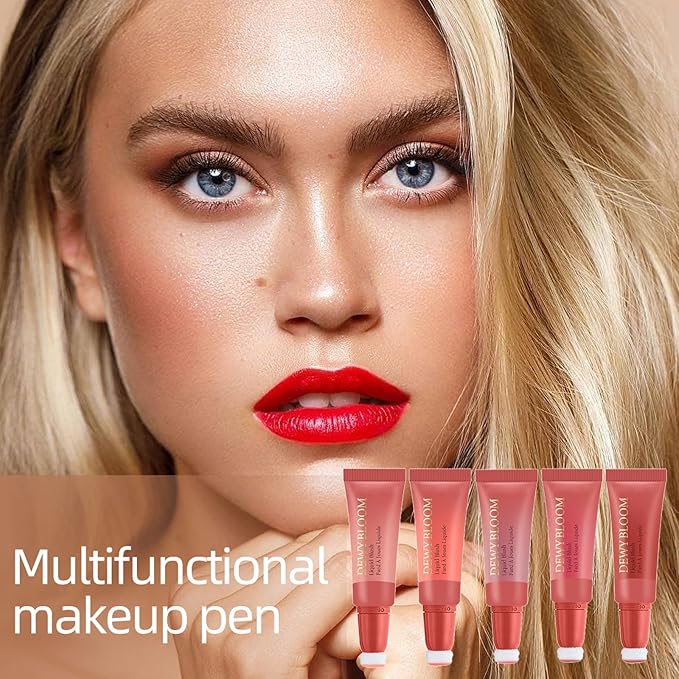 Blush Beauty Wand,Matte Face Blush Contour Wand with Cushion Applicator,Smooth Creamy Dewy Liquid Blush Wand,Blendable Blush Rouge Stick for Cheek,Cruelty-free,103 Rosa,Cool Pink-VivaGrace Women