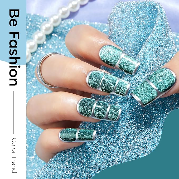 modelones Cat Eye Gel Nail Polish Set, 6 Colors Holographic 9D Glassy Cat Eye Glitter Gel Polish Set Black Blue Purple Green Nail Polish Kit with Magnet Soak Off LED Nail Art DIY Salon Gift-VivaGrace Women