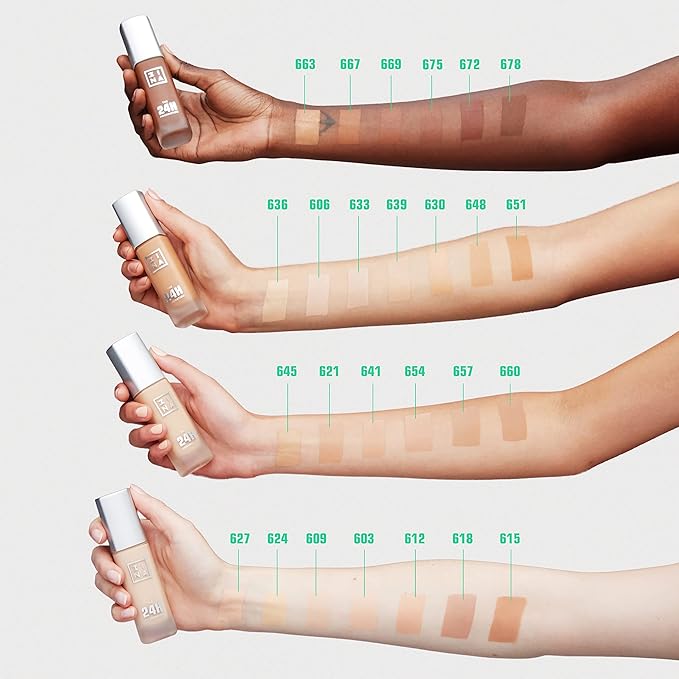 3INA The 24H Foundation 641-24H Long-Wearing Formula - Medium To High Buildable Coverage - Smooth Matte Finish - Expanded Shade Selection - Waterproof, Cruelty Free, Vegan Makeup - 1.01 Oz-VivaGrace Women