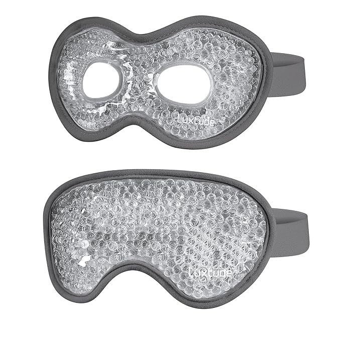 Luxtude Gel Eye Mask 2PCS, Reusable Cooling Eye Masks for Sleeping, Hot Cold Eye Mask Ice Pack, Frozen Cold Eye Compress for Puffiness/Dark Circles/Headaches/Migraines/Eye Bags/Stress Relief (Gray)-VivaGrace Women