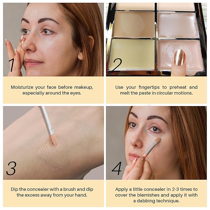 FV 6 Colors Cream Concealer Palette, Full Coverage & Long Lasting Colors Corrector Palette for Dark Circles, Redness, Acne with Natural Finish Cream Foundation Palette, 01 Light Shade-VivaGrace Women