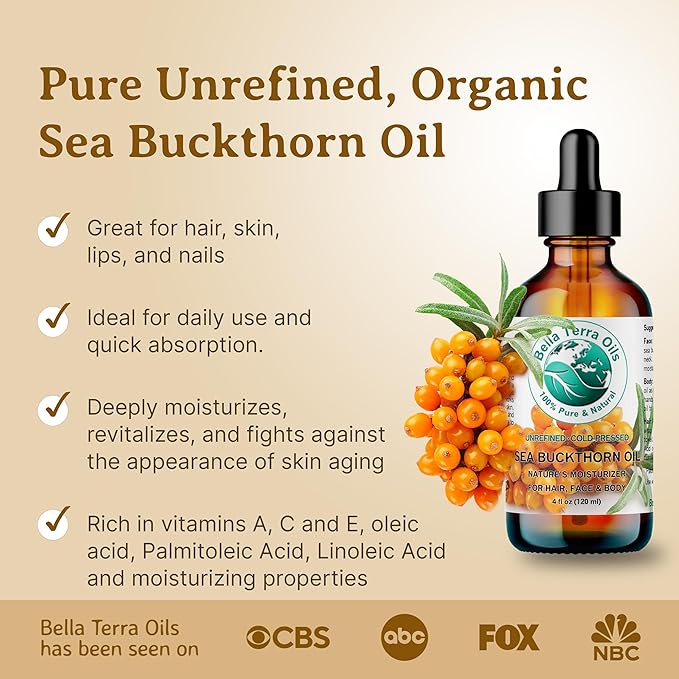 Bella Terra Oils Pure Sea Buckthorn Oil – 1 gallon, Unique Nutrient Blend, Nourishing, Non-Greasy, Radiant Glow for Skin, Softness for Hair-VivaGrace Women