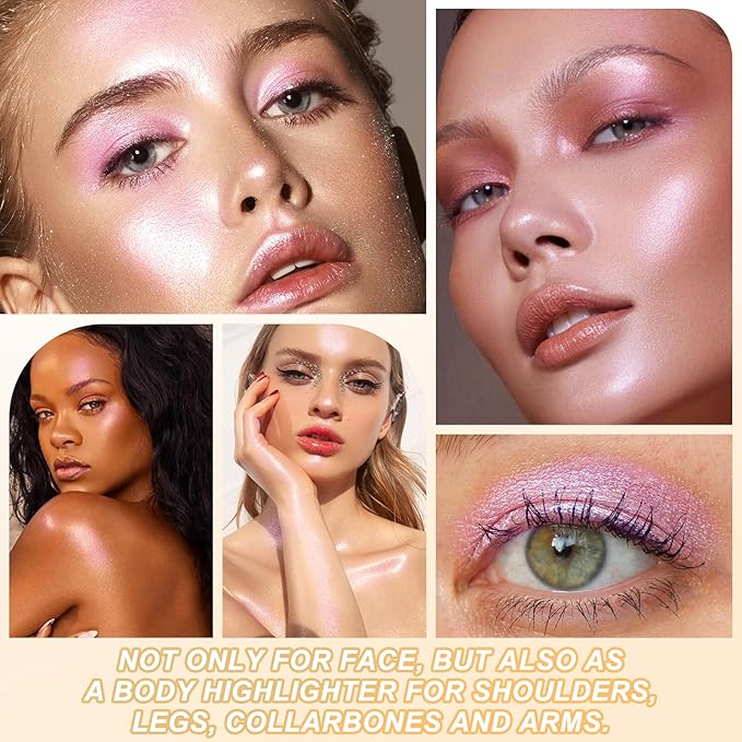 Boobeen Highlighter Makeup Palette, Long Lasting Glow Shimmer Illuminator Contour Powder for Face Radiant Glow-VivaGrace Women