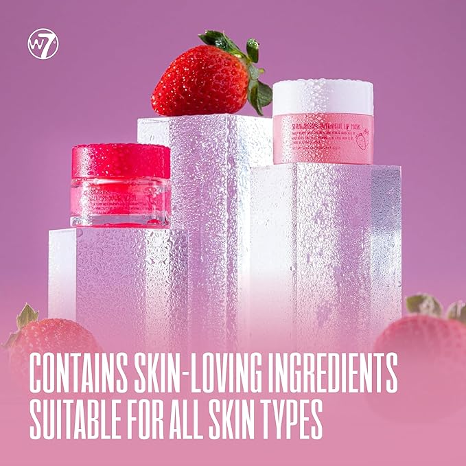 W7 Sweet Dreams Lip Scrub & Overnight Lip Mask Duo - 2Pcs Set - Strawberry Flavour - Exfoliate, Condition, Soothe & Hydrate-VivaGrace Women