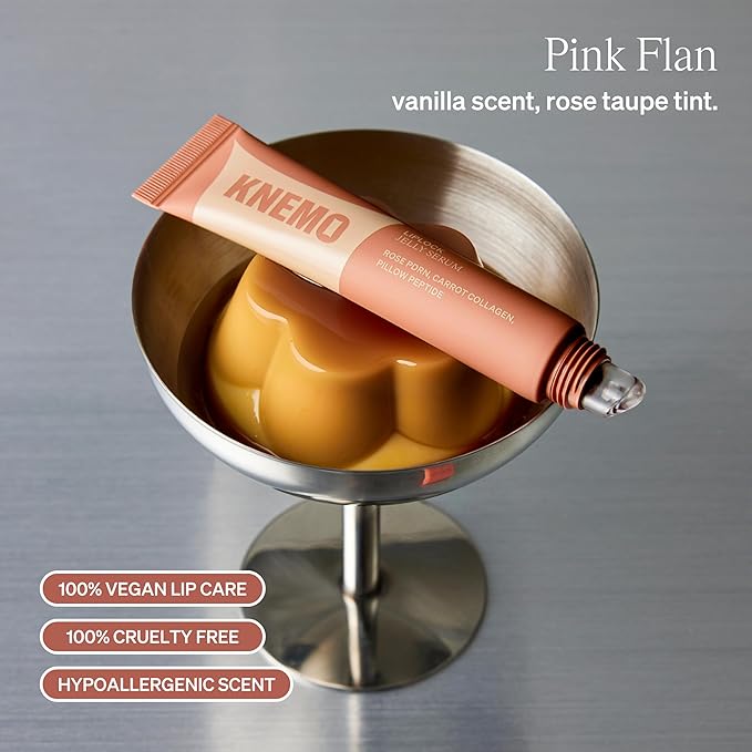 LipLock Jelly Serum for Dry Lips, Long-Lasting, Hydrating, Plumping, Glossy Mask with Rose PDRN, Carrot Collagen, Pillow Peptide, Moisturizing Tinted Lip Balm. (Pink Flan)-VivaGrace Women