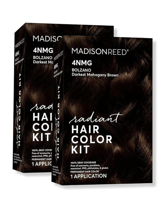 Madison Reed Radiant Hair Color Kit | 4NMG Darkest Mahogany Brown (Bolzano) for 100% Gray Hair Coverage | Salon Quality Permanent Hair Dye | PPD-Free & Ammonia-Free | (Packaging May Vary) 2 Pack-VivaGrace Women