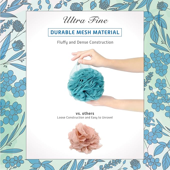 Spongentle Premium Deep Cleansing Loofah Sponge for Radiant Skin, Pack of 4, Bath and Shower, Exfoliating Body Scrubber, Beautiful Colors for Women and Men-VivaGrace Women