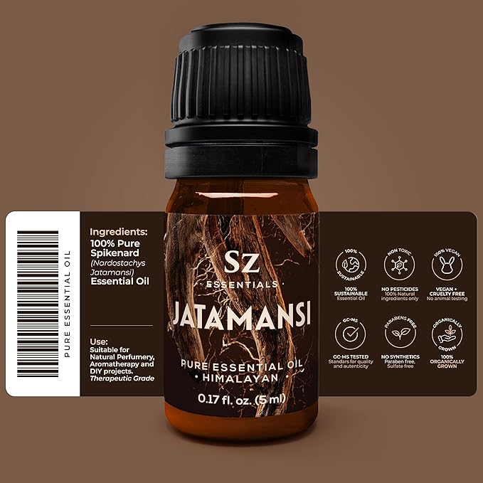 Jatamansi Essential Oil aka Spikenard - 100% Pure & Undiluted - Extracted from Nardostachys Jatamansi - Strong & Powerful Scent with Earthy Overtones - Therapeutic Grade - 0.17oz-VivaGrace Women