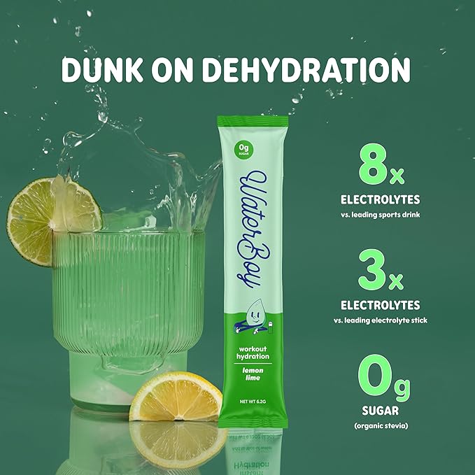 Waterboy Workout Hydration | 2,960mg Sugar Free Electrolyte Powder Packets | L-Glutamine + Vitamins | No Sugar, All Natural, Gluten Free | 15 Drink Stick Mixes (Lemon Lime)-VivaGrace Women