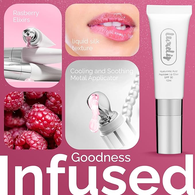 Tinted Lip Balm Elixir for OIder Women, Hydrating Vegan Lip Care with Sheer Color & Moisturizing Glow – Non-Sticky Nourishing Lip Treatment for Soft, Smooth Lips (Raspberry 10ml)-VivaGrace Women