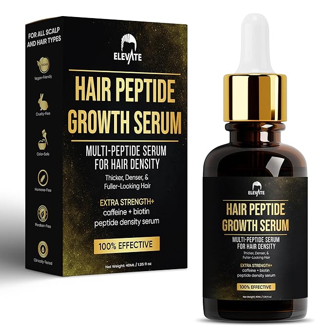 Elevate Multi-Peptide Hair Growth Serum Caffeine + Biotin Peptide Density for Fuller Thicker Visibly Longer Natural Hair Regrowth – Vegan Safe & Gentle Scalp Serum Formula Treatment for Thinning Loss-VivaGrace Women