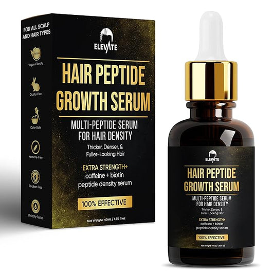 Elevate Multi-Peptide Hair Growth Serum Caffeine + Biotin Peptide Density for Fuller Thicker Visibly Longer Natural Hair Regrowth – Vegan Safe & Gentle Scalp Serum Formula Treatment for Thinning Loss-VivaGrace Women