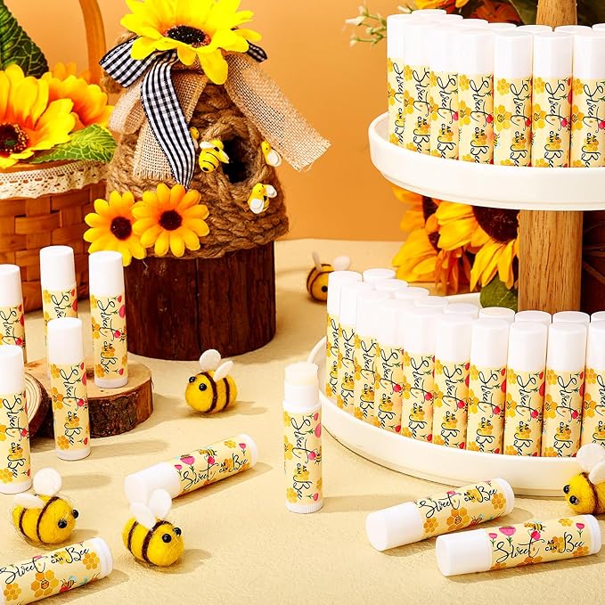 Loopeer 50 Pcs Sweet as Can Bee Theme Baby Shower Decorations Bee Theme Baby Shower Favors Lip Balm Gift for Guest Gender Reveal Party Supplies for Kid Women-VivaGrace Women