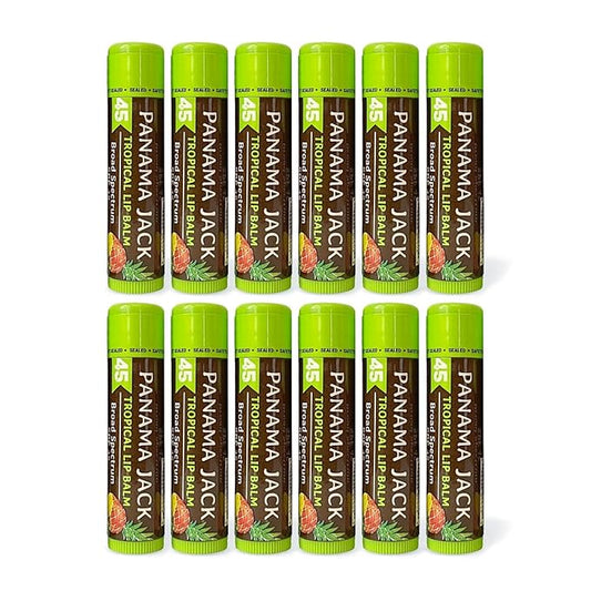 Panama Jack Sunscreen Lip Balm - SPF 45, Broad Spectrum UVA-UVB Sunscreen Protection, Prevents & Soothes Dry, Chapped Lips, Tropical, 12-pack-VivaGrace Women