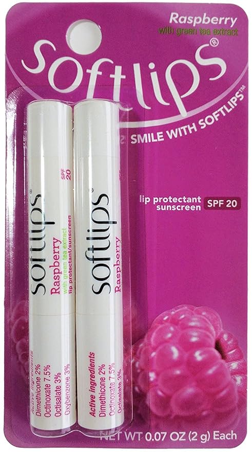 Softlips Lip Protectant sunscreen SPF 20, Raspberry with Green Tea Extract 2 ea-VivaGrace Women