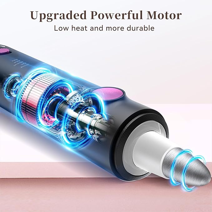 Electric Nail Drill, 8-in-1 Cordless Electric Nail File with LED Light, 5 Speeds Rechargeable Manicure and Pedicure Kit Hand Foot Care Tool for Nail Grinder Trim Polish for Women Baby-VivaGrace Women