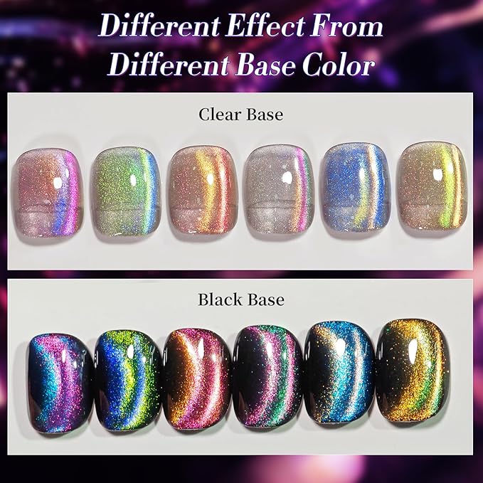 Born Pretty Cat Magnetic Gel Nail Polish 9D Polaris Holorgraphic Cat Magnetic Eye Gel Polish Glitter Gel Polish Set 6PCS-VivaGrace Women
