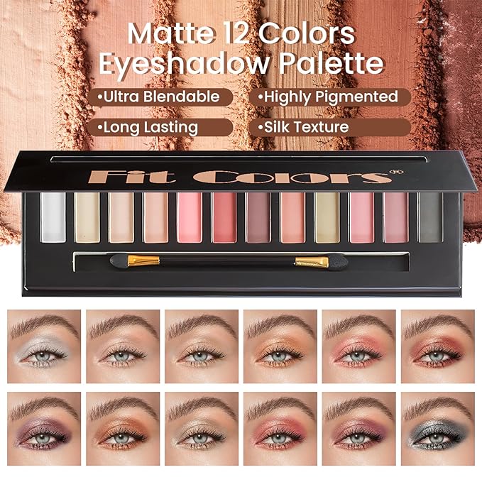 Makeup Present Set for Teen Girl, Travel Makeup Kit for women, Makeup Full Kit for Beginner & Professionals, Makeup Bundle Include 12 Color Matte Eyeshadow Palette, Natutal Foundation, Lip Gloss-VivaGrace Women