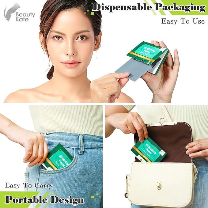 Natural Premium Oil Blotting Paper for Oily Skin with Bamboo Charcoal,26% Larger Oil Blotting Sheets for Face,Makeup Friendly Oil Absorbing Sheets 600 Sheets-VivaGrace Women