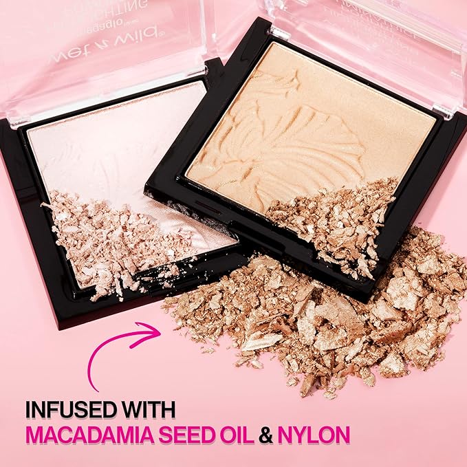 wet n wild MegaGlo Highlighting Powder, Highlighter Makeup, Shimmer Glow, Pink Rose Gold Blossom Glow