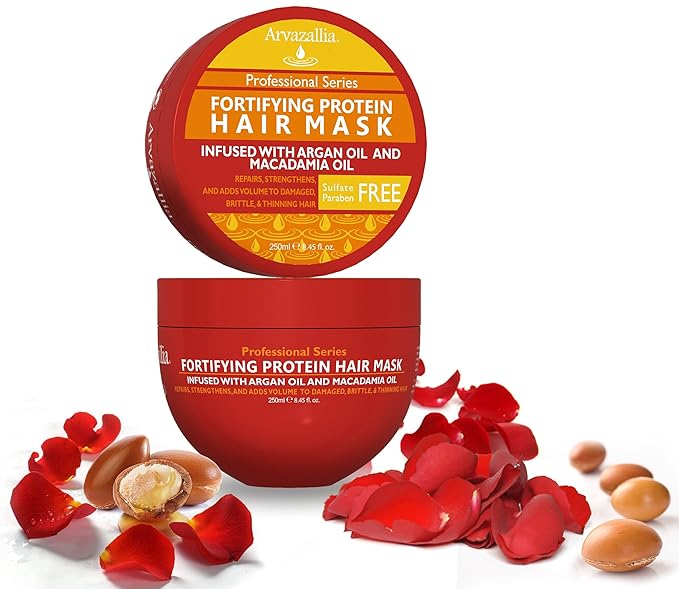 Arvazallia Fortifying Protein Hair Mask and Deep Conditioner with Argan Oil and Macadamia Oil Hair Repair Treatment for Damaged, Brittle, or Thinning Hair - Promotes Natural Hair Growth-VivaGrace Women