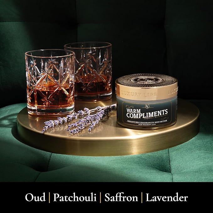 LUXURY LIFE Bed Butter - Scented, Luxurious Body Butter With All-Natural Hyaluronic Acid For Soft, Glowing, Hydrated Skin - For Men & Women - For All Skin Types - Warm Compliments Scent, 5 oz-VivaGrace Women