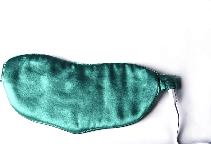Silk Heated Sleep Eye Mask for Dry Eyes - Stye Treatment Graphene Eye Patches Hot Compress for Eyes, Relieves Dark Circles and Under-Eye Puffiness Belpharitis, Breathable eyeshade for Women Green-VivaGrace Women