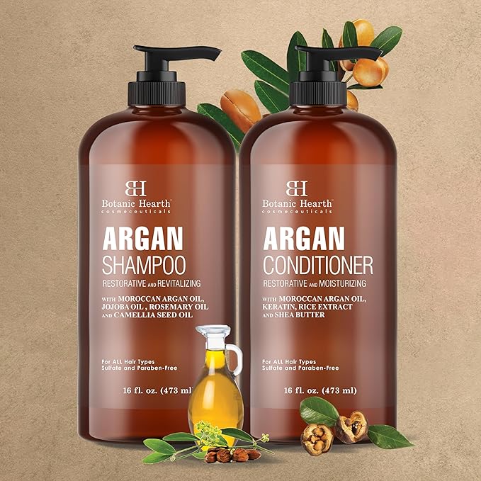 Botanic Hearth Argan Oil Shampoo And Conditioner Set | 16 Fl Oz Each With Keratin, Restorative & Moisturizing, Sulfate Free | All Hair Types & Color Treated Hair, Men And Women | (Packaging May Vary)-VivaGrace Women