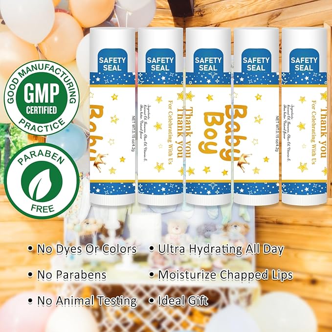 DMSKY 60 Pcs Baby Shower Favors, Lip Balms Bulk Gift for Guests, Boys Girls Games Neutral Gender Reveal Favors, Baby Shower Birthday Party Supplies Basket Gift Stuffers-VivaGrace Women