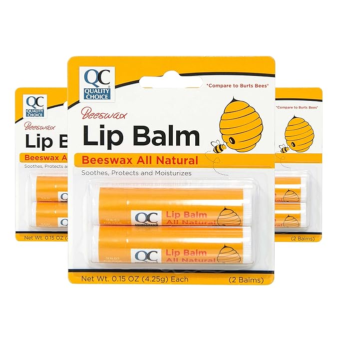 Quality Choice Beeswax Lip Balm All Natural 2 Tubes 0.15oz Each (1)-VivaGrace Women