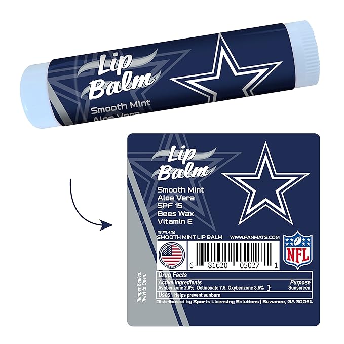 FANMATS 34643 Dallas Cowboys Smooth Mint SPF 15 Lip Balm-VivaGrace Women