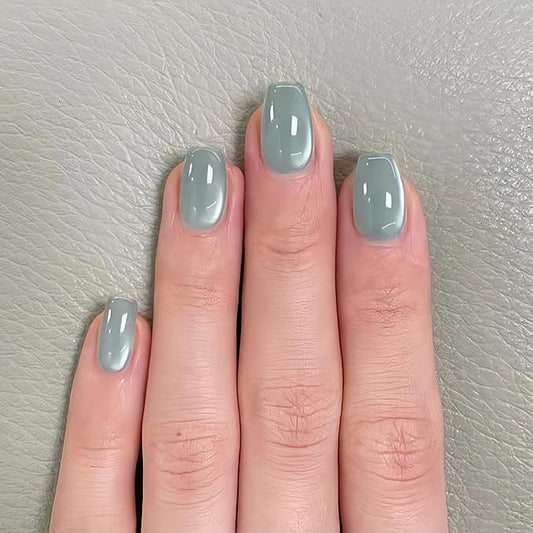 KQueenest Light Green Cat Eye Press on Nails Short Coffin, 30 Pcs Glitter Fake Nails Press ons, Acrylic Glue on Nails Shiny Sparkle False Nails Reusable Stick on Nails for Women Daily Wear