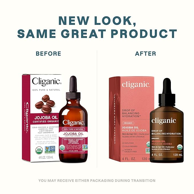 Cliganic Organic Jojoba Oil, 100% Pure (4oz) | Moisturizing for Face, Hair, Skin & Nails | Natural Cold Pressed Hexane Free | Base Carrier Oil (Packaging May Vary)-VivaGrace Women