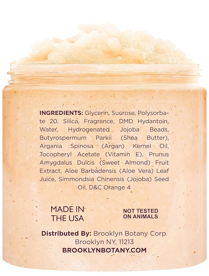 Brooklyn Botany Tropical Mango Shea Sugar Scrub for Body 10 oz – Deeply Hydrating and Gently Exfoliating Body Scrub for Women and Men - Made with Jojoba Beads-VivaGrace Women