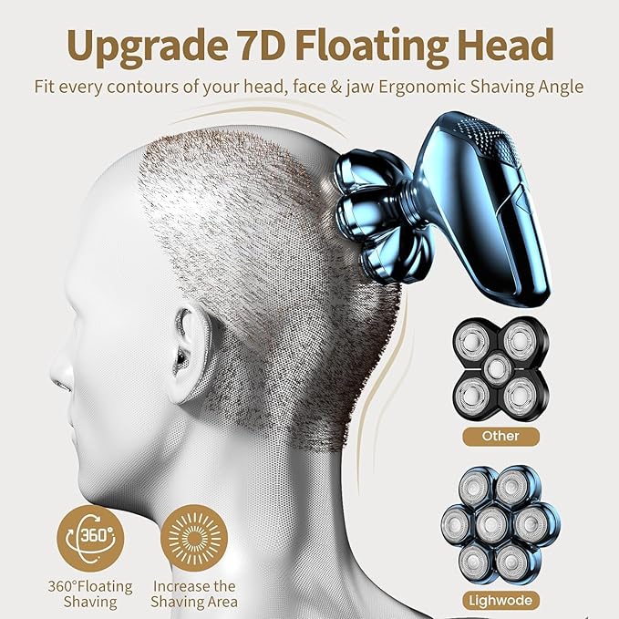 Head Shavers for Bald Men: 5-in-1 Electric Razor - IPX7 Waterproof Shaving Grooming Kit for Balder - Turbo Speed & Precision Blades (Dark Blue)