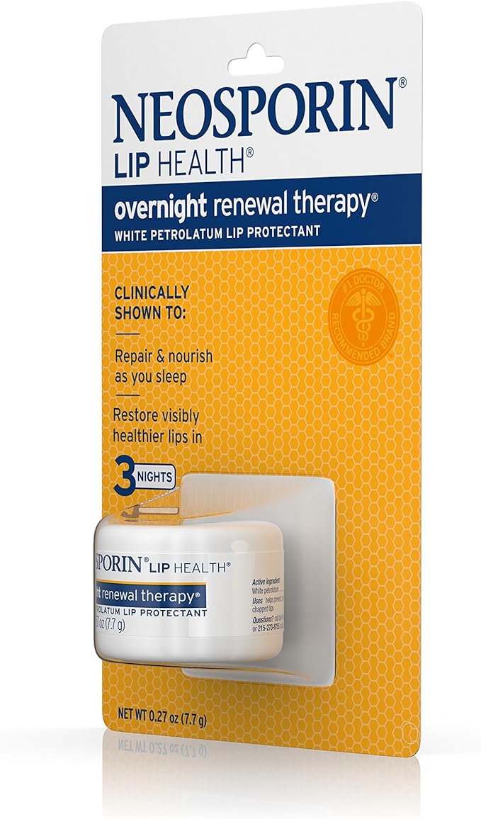 Neosporin Lip Health Overnight Healthy Lips Renewal Therapy Petrolatum Lip Protectant, 0.27oz. (Pack of 2)-VivaGrace Women