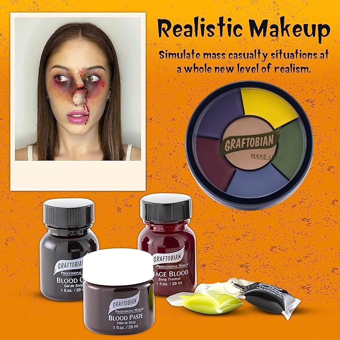 Graftobian Special FX Trauma Pro SFX Makeup Kit - Professional Makeup Kit for Halloween, Cosplay, and Movie, Easy-to-use Cosmetics Collection Set for Beginners, Complete Special Effects Makeup Kit-VivaGrace Women
