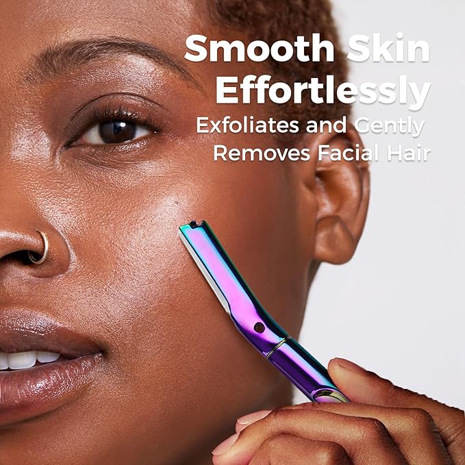 ZOMCHI Dermaplane Razor for Women Face, Premium Facial Razor & Eyebrow Razor, Dermaplaning Tool with Metal Handle, Removes Peach Fuzz, Exfoliates Skin, 11 Blades (Rainbow)-VivaGrace Women