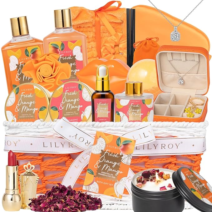 Mothers Day Gifts for Mom - 23-Piece Tropical Bath & Body Basket Set for Women, Spa Gift Basket with Shower Gel, Bath Bomb | Christmas Valentine's Birthday Gift All Occasion Holiday Gift Idea for Her-VivaGrace Women