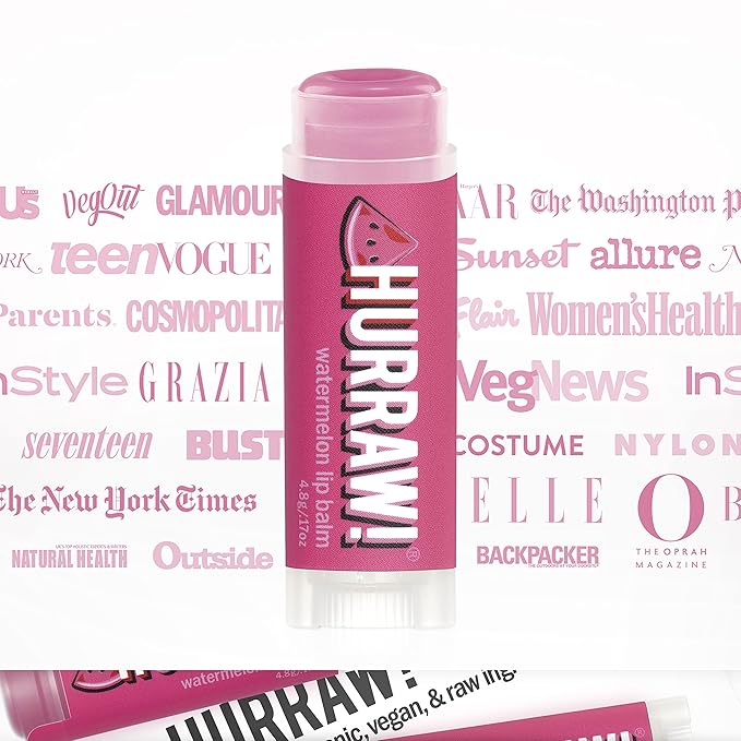Hurraw! Watermelon Lip Balm, 2 Pack: Organic, Certified Vegan, Cruelty and Gluten Free. Non-GMO, 100% Natural Ingredients. Bee, Shea, Soy and Palm Free. Made in USA-VivaGrace Women
