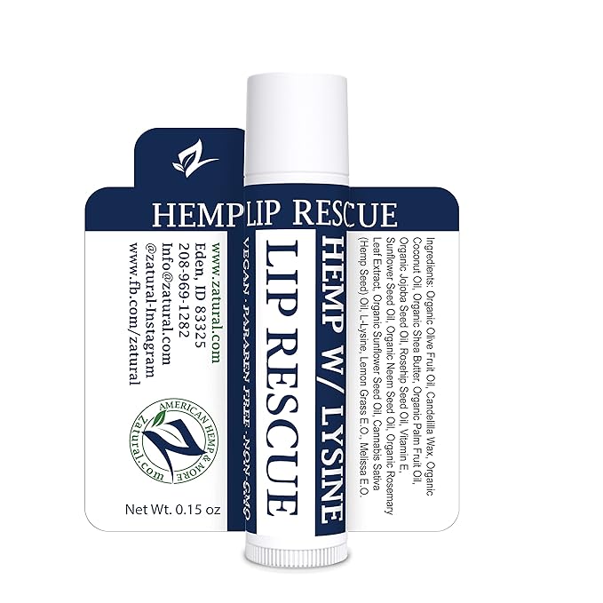 Hemp Lip Balm with L-Lysine-Heal, Moisturize, Protect (5)-VivaGrace Women