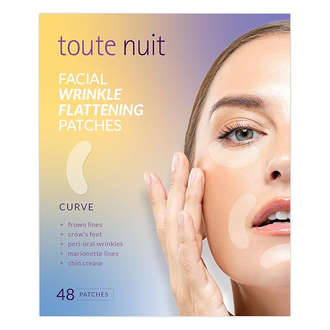 Toute Nuit Wrinkle Patches – Curve – Face Tape for Forehead, Eyes & Lips – Hypoallergenic Anti Wrinkle Patches – 48 Count, Made in USA-VivaGrace Women
