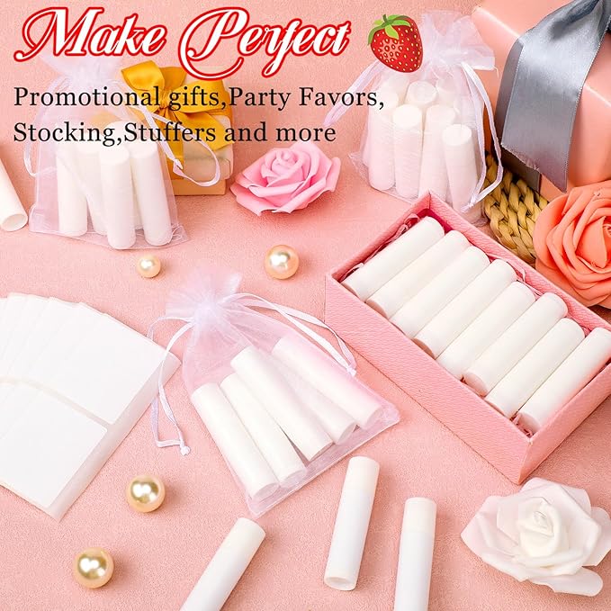 Demissle 150 Pcs Unlabeled Lip Balm Bulk Chapped Stick Blank Mini Lip Balm Gifts Moisturizing Lip Balms Favors for Women Homeless Wedding Bridal Shower Favors Baby Shower Guests Favors(Strawberry)-VivaGrace Women