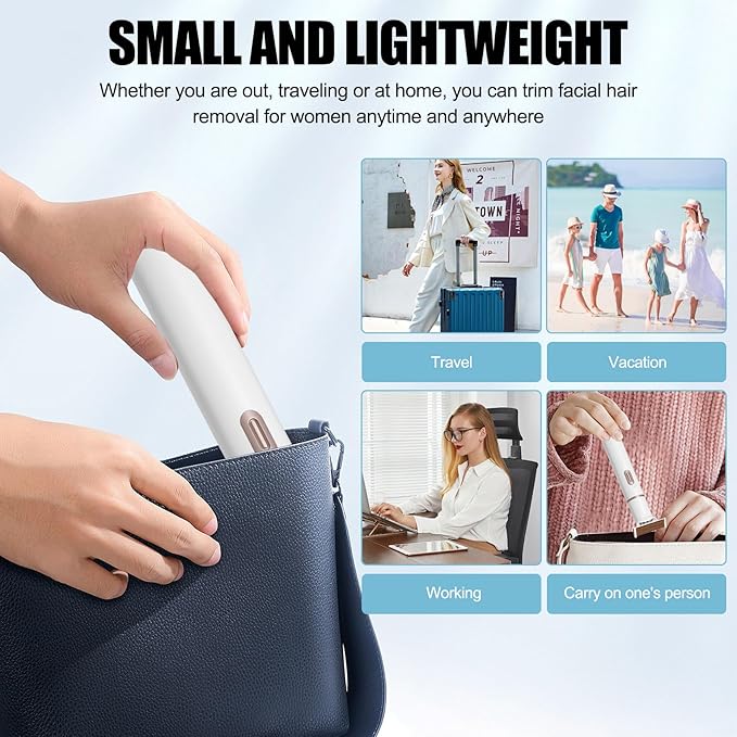 Women Face Epilator, 5 in 1 Epilator Hair Removal for Women, Electric Rechargeable Facial Hair Divice for Face,Lip,Chin with 5 x Replacement Heads, Nose Trimmer for All Skin Types-VivaGrace Women