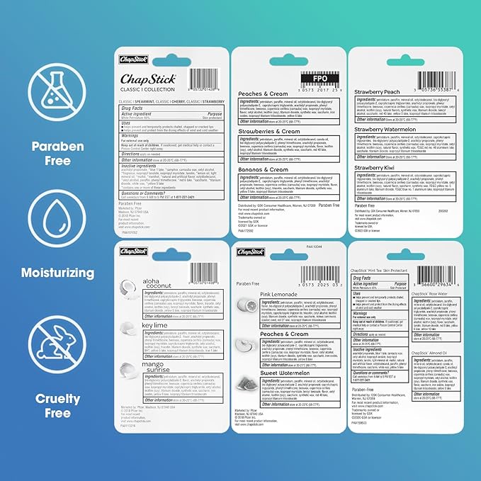 ChapStick Lip Balm, Sweet & Fruity Flavors + SPA & Classic Collections, 18-Pack – Includes Strawberry Remix, I Love Summer & Tropical Paradise & More, Birthday Gifts, Party Favors, 0.15 Oz-VivaGrace Women