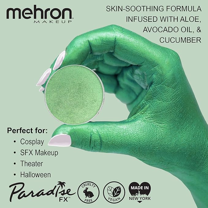 Mehron Makeup Paradise Makeup AQ Refill (.25 oz) (Metallic Green)-VivaGrace Women