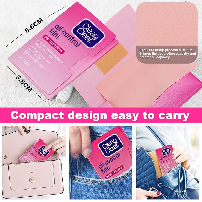 Oil Control Film Replacment for Clean & Clear Oil-absorbing Sheets,3 Pack (Grapefruit Fragrance) Oil Blotting Sheets For Face,Makeup Friendly High-performance Handy Face Blotting Paper for Oily Skin-VivaGrace Women